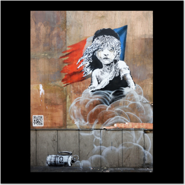 Cosette Teargas QR Code Banksy Wall Art by mindful_moment