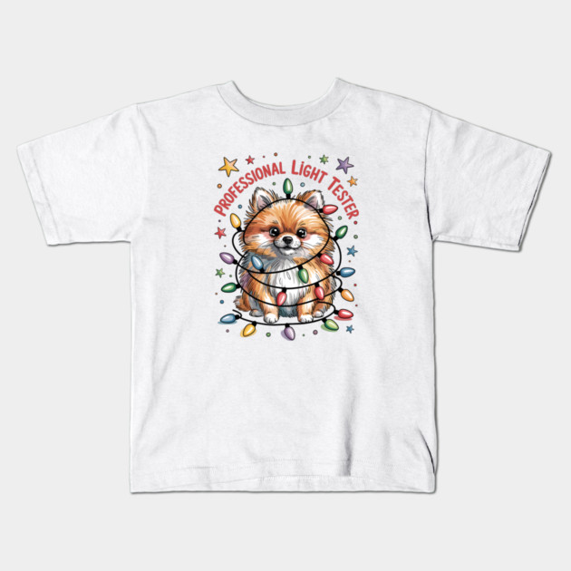 Pomeranian-Christmas-Dogs Kids T-Shirt by JessArty