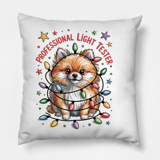 Pomeranian-Christmas-Dogs Pillow by JessArty