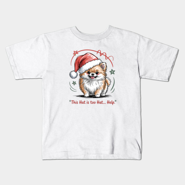 Pomeranian-Christmas-Dogs Kids T-Shirt by JessArty