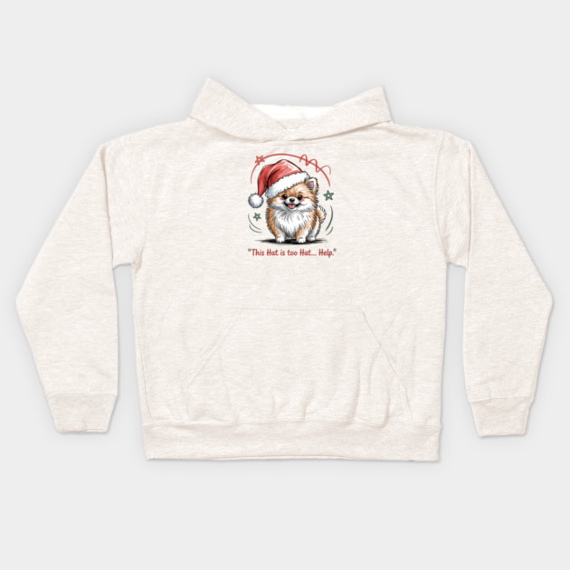 Pomeranian-Christmas-Dogs Kids Hoodie by JessArty