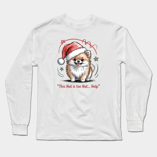 Pomeranian-Christmas-Dogs Long Sleeve T-Shirt by JessArty