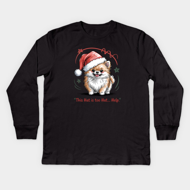 Pomeranian-Christmas-Dogs Kids Long Sleeve T-Shirt by JessArty