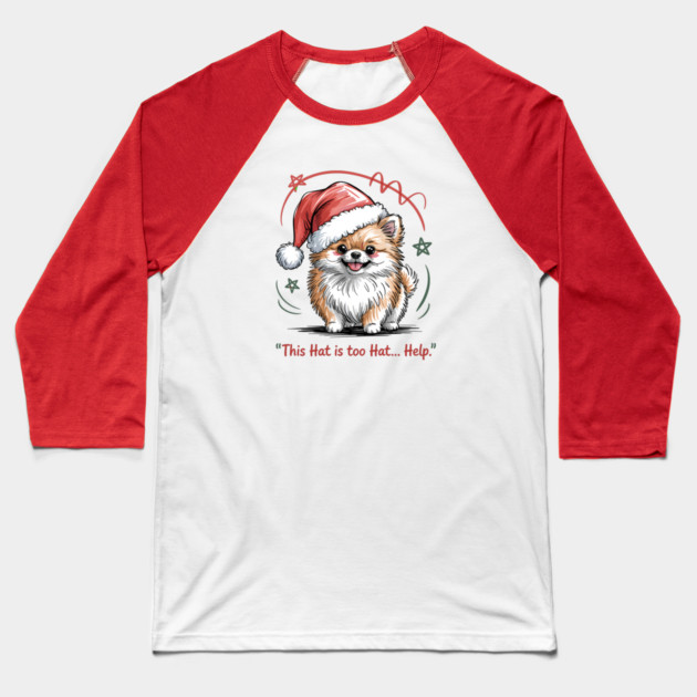 Pomeranian-Christmas-Dogs Baseball T-Shirt by JessArty