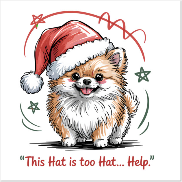 Pomeranian-Christmas-Dogs Wall Art by JessArty