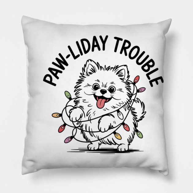 Pomeranian-Christmas-Dogs Pillow by JessArty