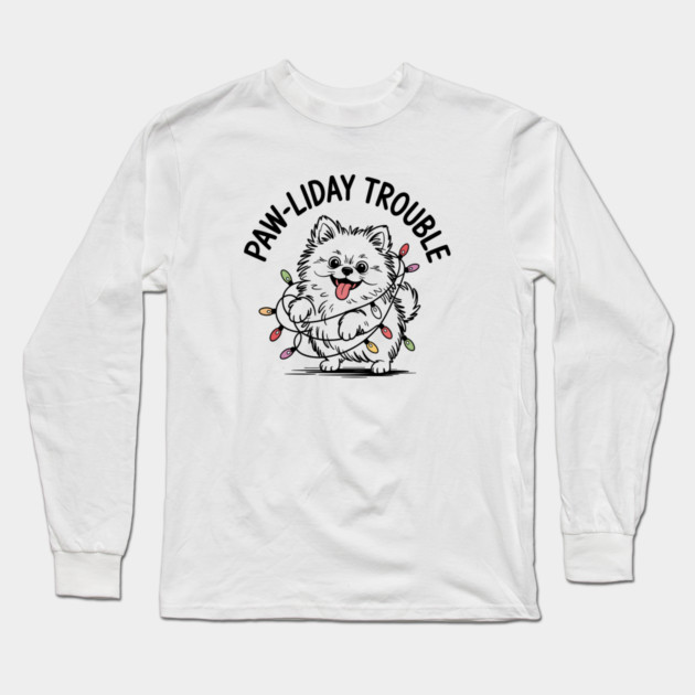 Pomeranian-Christmas-Dogs Long Sleeve T-Shirt by JessArty