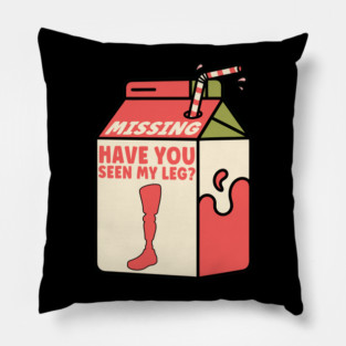 Have You Seen My Leg Fun Milk Carton Missing Artificial Leg Pillow