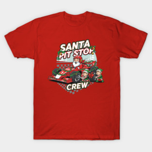 Santa Pit Stop Crew - Racing Christmas Elf Art T-Shirt