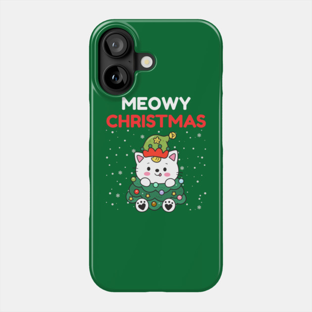 Meowy Christmas Cute Cat Dressed as Festive Tree Phone Case by Creatifly Graphic Tees