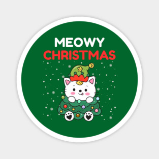 Meowy Christmas Cute Cat Dressed as Festive Tree Magnet