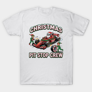 Santa Pit Stop Crew - Racing Christmas Elf T-Shirt