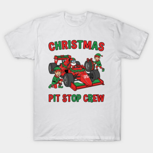 Christmas Pit Stop Crew - Racing Santa Elf Art T-Shirt