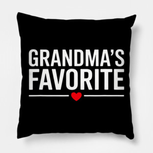 Grandmas Favorite Heart Love Grandchild Family Youth Pillow
