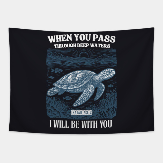 When You Pass Through Deep Waters — Isaiah 43:2 Tapestry by Charles's Store 8