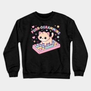 Purr-ogramming Cat Programmer Cute Kitten Crewneck Sweatshirt