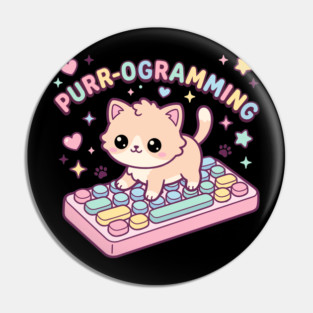 Purr-ogramming Cat Programmer Cute Kitten Pin
