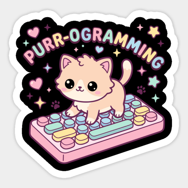 Purr-ogramming Cat Programmer Cute Kitten Magnet by belownormal