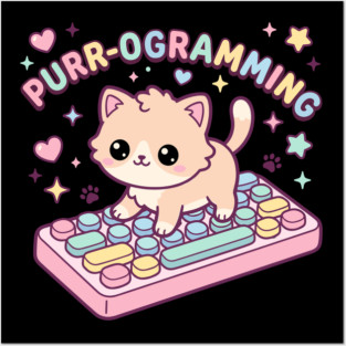 Purr-ogramming Cat Programmer Cute Kitten Posters and Art