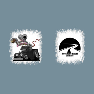 DigiRods Rat Rod Racer 1930s Custom Black Hot Rod Truck Cartoon 2 Sided T-Shirt