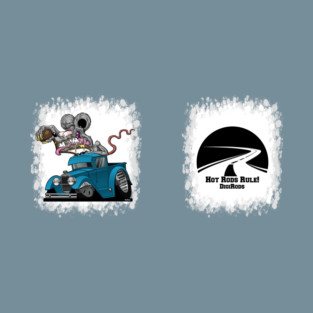 DigiRods Rat Rod Racer 1930s Custom Blue Hot Rod Truck Cartoon 2 Sided T-Shirt