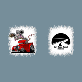 DigiRods Rat Rod Racer 1930s Custom Red Hot Rod Truck Cartoon 2 Sided T-Shirt