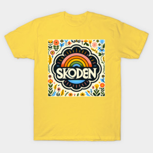 SKODEN Golden Bloom Folk Rainbow by heidiannemorris © T-Shirt