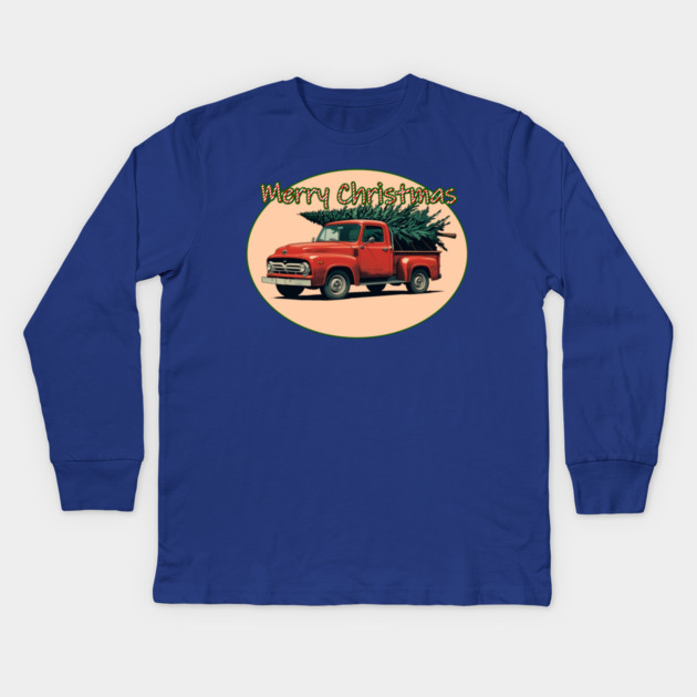 Christmas Truck Kids Long Sleeve T-Shirt by faithfamilyhomedesigns