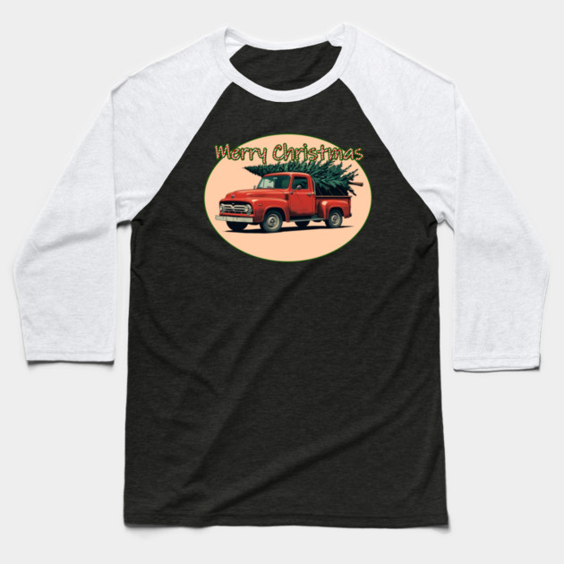 Christmas Truck Baseball T-Shirt by faithfamilyhomedesigns