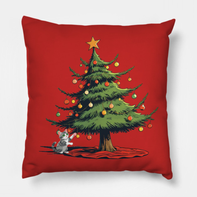 Christmas Cat Pillow by faithfamilyhomedesigns
