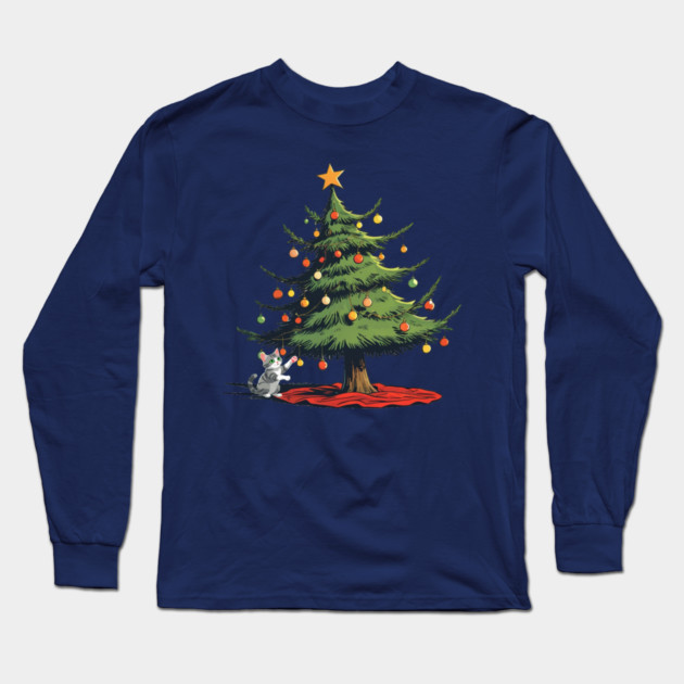 Christmas Cat Long Sleeve T-Shirt by faithfamilyhomedesigns