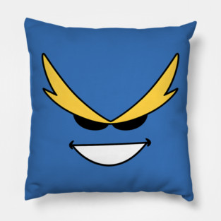 Bold Cartoon Villain Face with Mischievous Grin Pillow