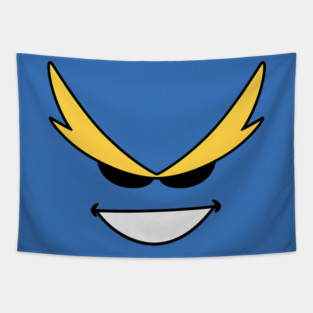 Bold Cartoon Villain Face with Mischievous Grin Tapestry