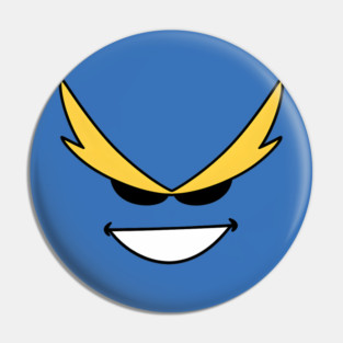 Bold Cartoon Villain Face with Mischievous Grin Pin