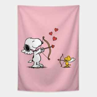 Snoopy Cupid with Woodstock Tapestry