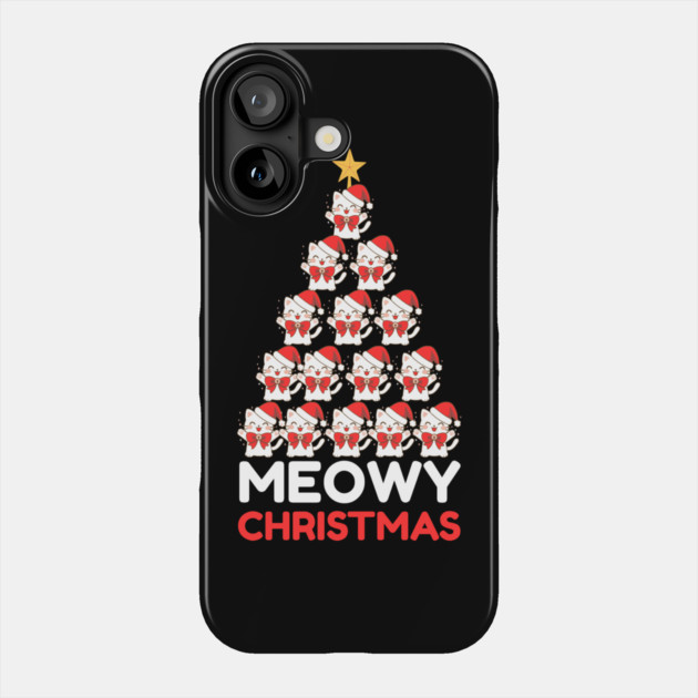 Meowy Cat Tree Christmas Phone Case by Creatifly Graphic Tees