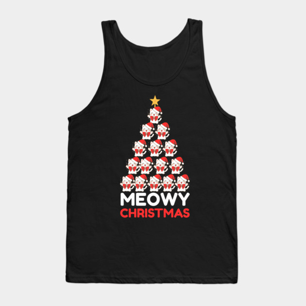 Meowy Cat Tree Christmas Tank Top by Creatifly Graphic Tees