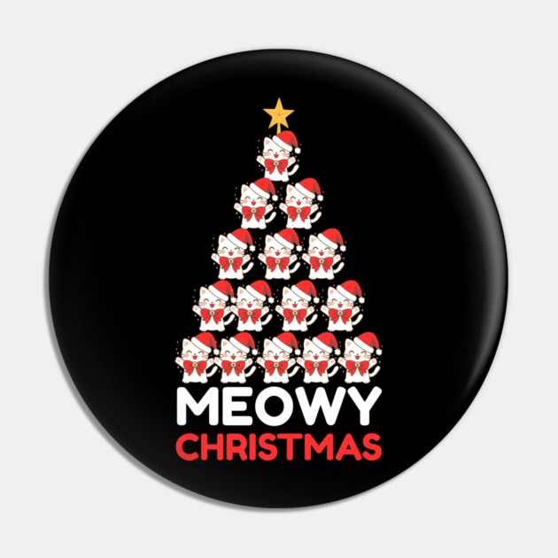 Meowy Cat Tree Christmas Pin by Creatifly Graphic Tees