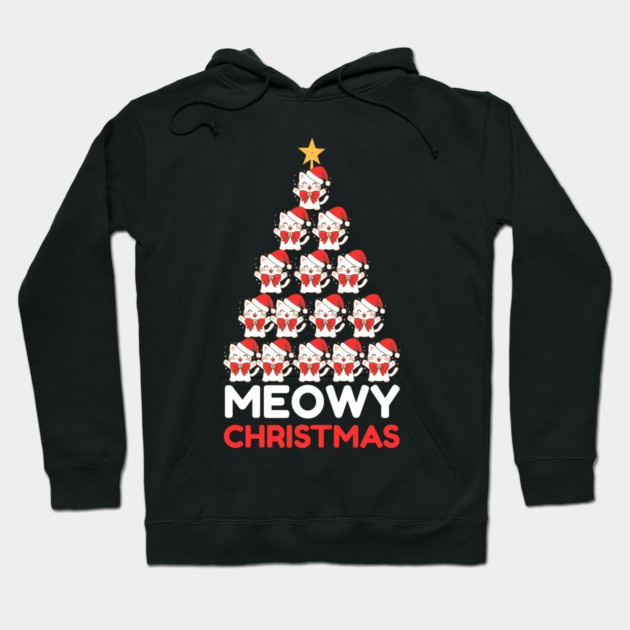 Meowy Cat Tree Christmas Hoodie by Creatifly Graphic Tees