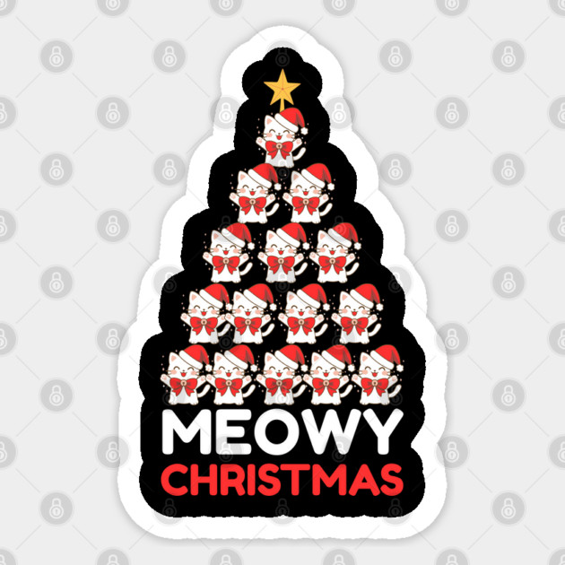 Meowy Cat Tree Christmas Sticker by Creatifly Graphic Tees
