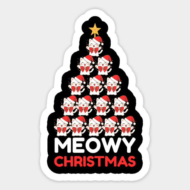 Meowy Cat Tree Christmas Magnet by Creatifly Graphic Tees