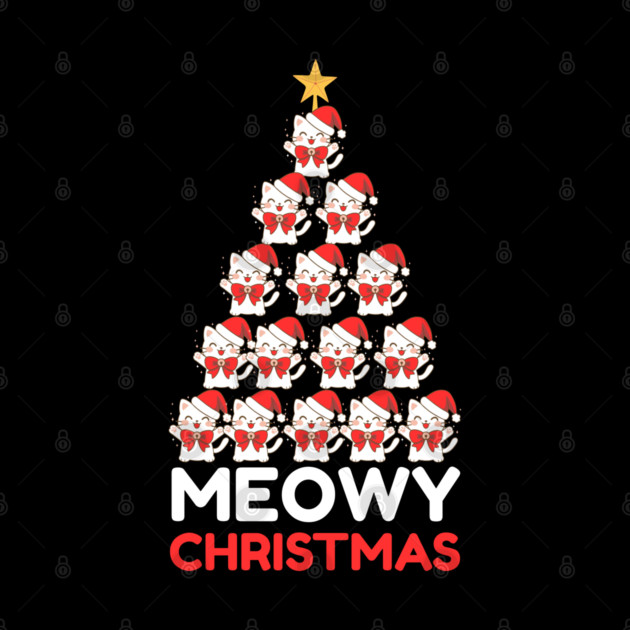 Meowy Cat Tree Christmas by Creatifly Graphic Tees