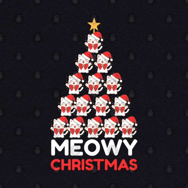Meowy Cat Tree Christmas by Creatifly Graphic Tees