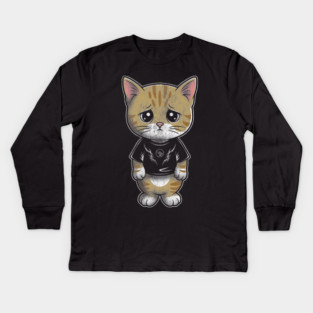 Sad Silly Kitten Kids Long Sleeve T-Shirt