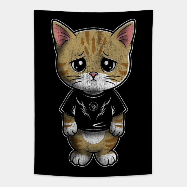 Sad Silly Kitten Tapestry by Wrongteeshirt