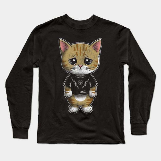 Sad Silly Kitten Long Sleeve T-Shirt by Wrongteeshirt