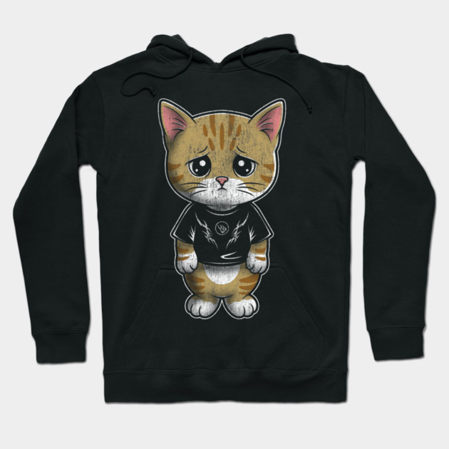 Sad Silly Kitten Hoodie by Wrongteeshirt