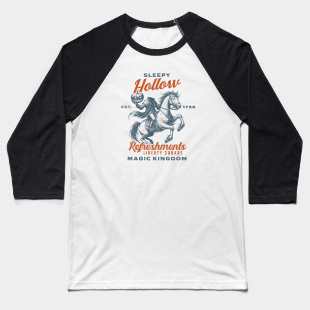 Sleepy Hollow Refreshments Liberty Square Orlando Florida Theme Park Baseball T-Shirt by Joaddo