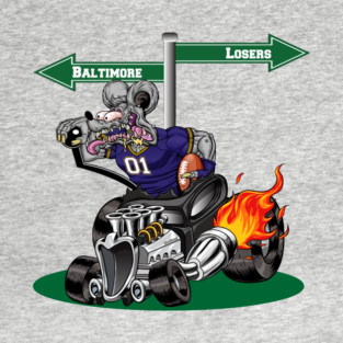 DigiRods Rat Rod Racer Baltimore Pro Football Hot Rod Car Cartoon T-Shirt