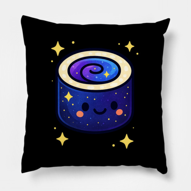 Galactic Sushi Roll – Cute Space Sushi Art | Cosmic Foodie Aesthetic Tee Pillow by Anne Lee